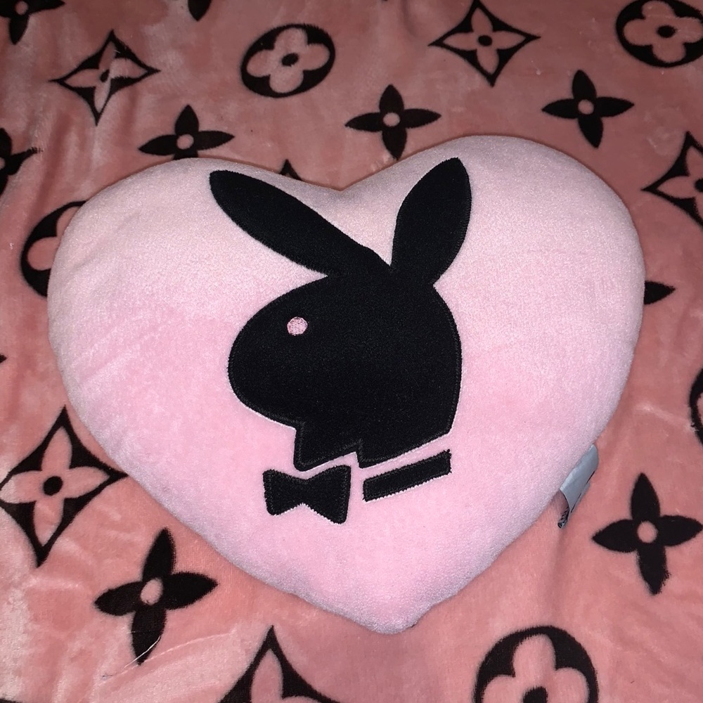 Pink heart playboy pillow